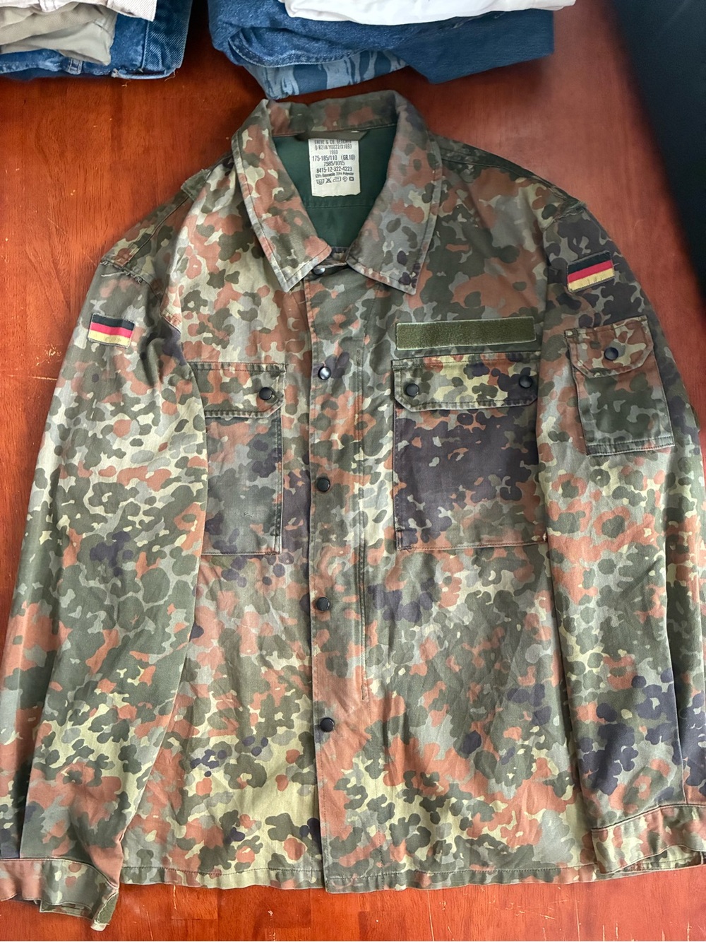 Vintage 1998 German Bundeswehr Flecktarn Camo Field Jacket Gr 10 Military XL
